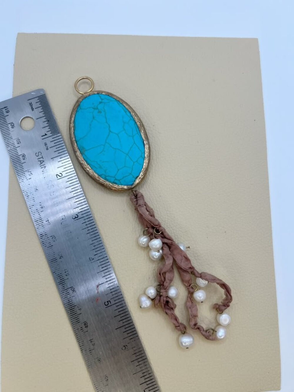 Vintage Turquoise and Freshwater Pearl Statement Pendant
